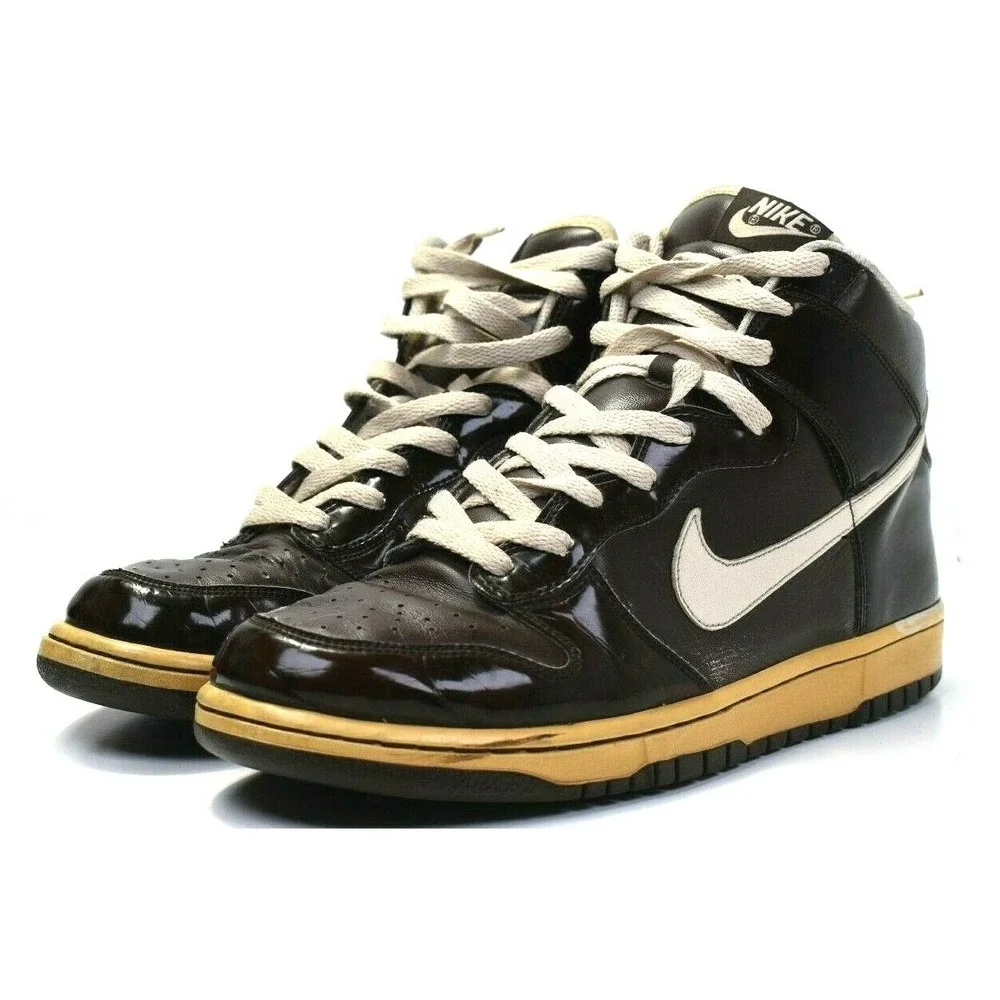 Vintage Nike Dunks High Premium Brown Black Shoes Sneakers Size 10 - 312786 223